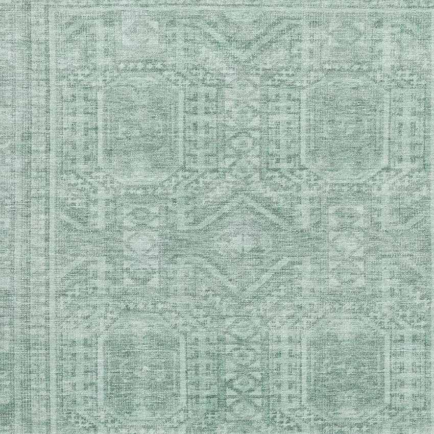 Teal And Aqua Geometric Washable Area Rug With UV Protection Photo 3