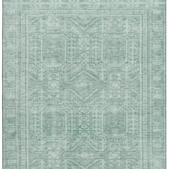 Teal And Aqua Geometric Washable Area Rug With UV Protection Photo 4