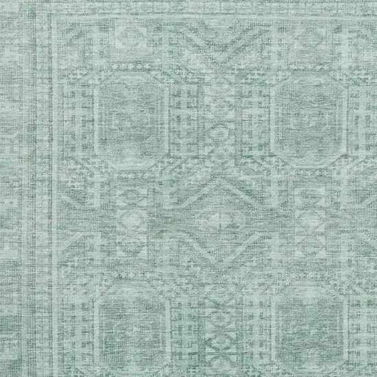 Teal And Aqua Geometric Washable Area Rug With UV Protection Photo 3