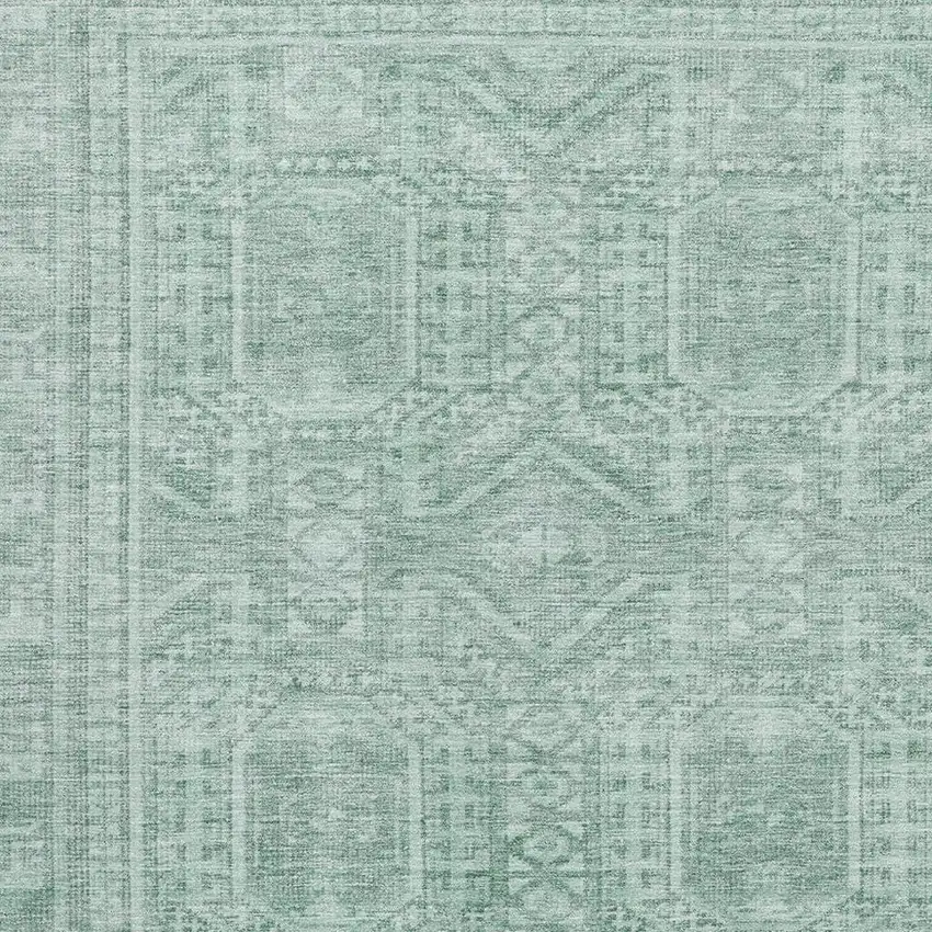 Teal And Aqua Geometric Washable Area Rug With UV Protection Photo 3