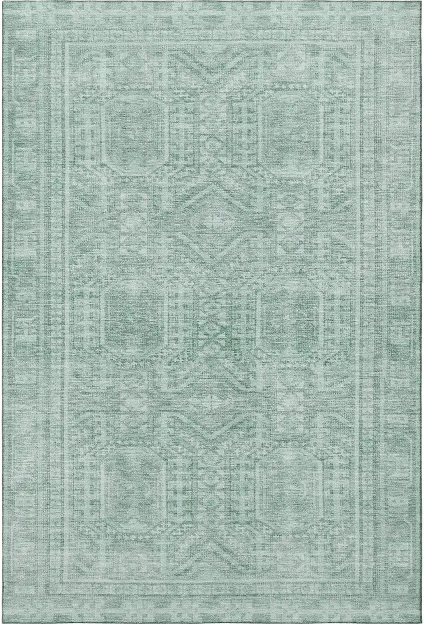 Teal And Aqua Geometric Washable Area Rug With UV Protection Photo 3