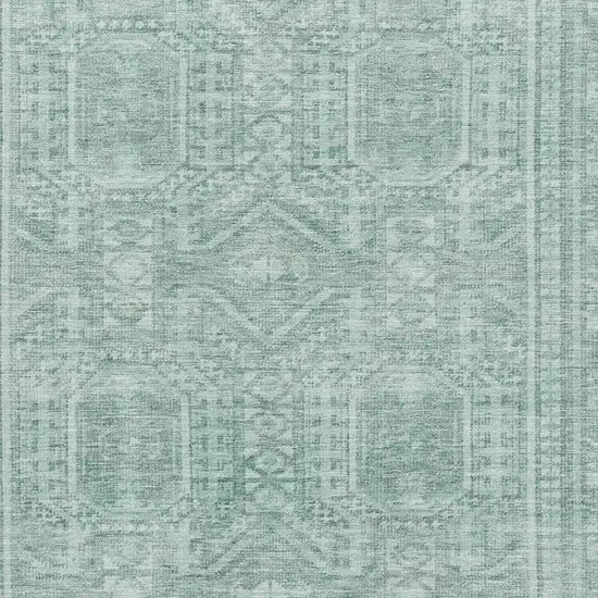 Teal And Aqua Geometric Washable Area Rug With UV Protection Photo 3
