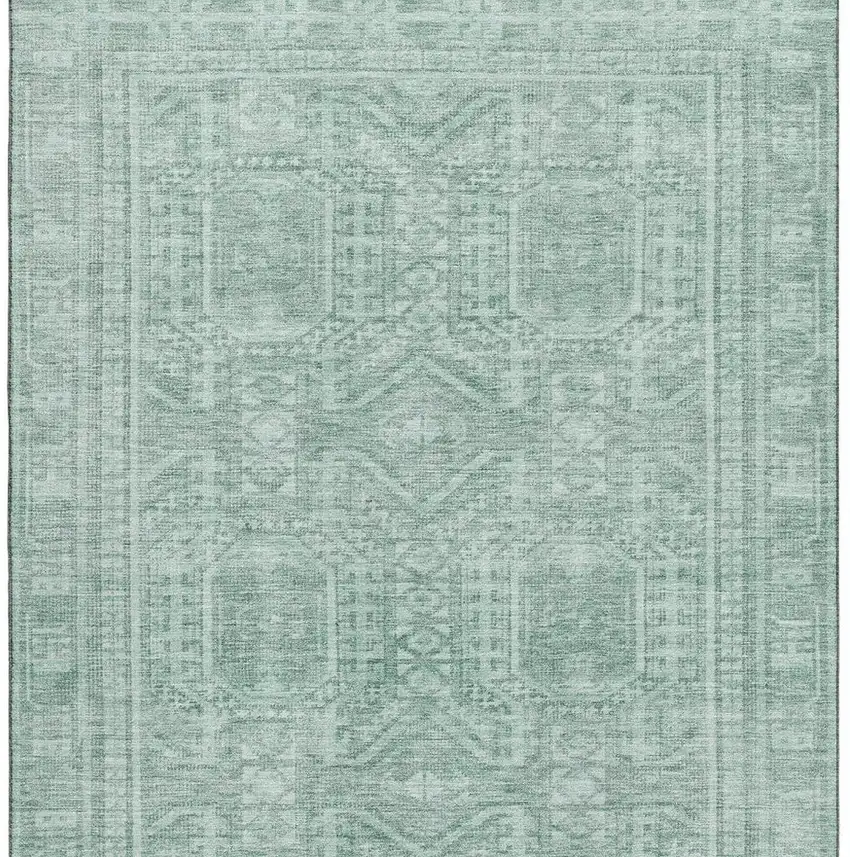Teal And Aqua Geometric Washable Area Rug With UV Protection Photo 4