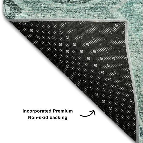Teal And Aqua Medallion Washable Area Rug With UV Protection Photo 7