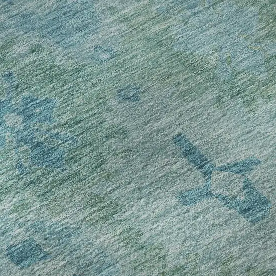 Teal And Aqua Oriental Washable Area Rug With UV Protection Photo 9