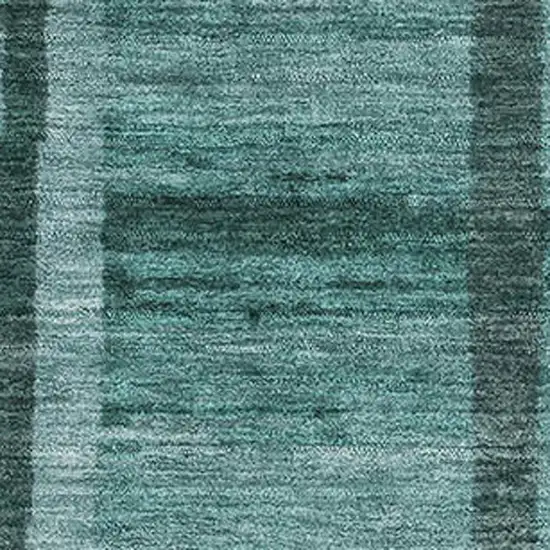 Teal And Aqua Striped Washable Area Rug With UV Protection Photo 2