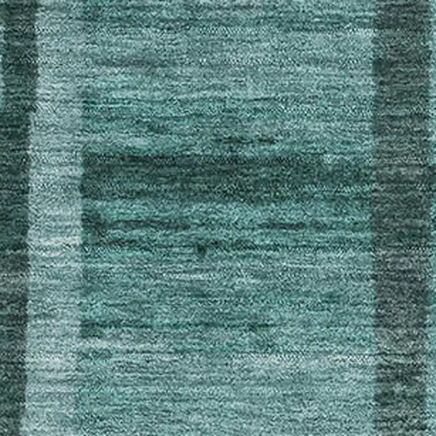 Teal And Aqua Striped Washable Area Rug With UV Protection Photo 2