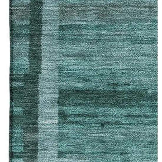 Teal And Aqua Striped Washable Area Rug With UV Protection Photo 2