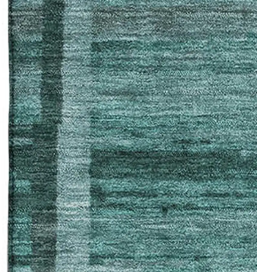Teal And Aqua Striped Washable Area Rug With UV Protection Photo 2