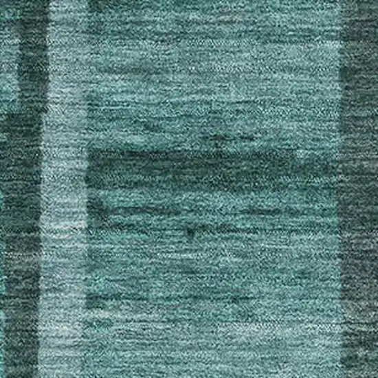 Teal And Aqua Striped Washable Area Rug With UV Protection Photo 2