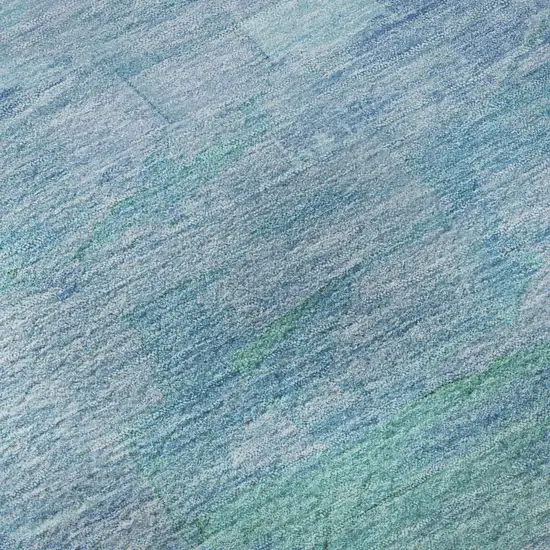 Teal And Aqua Striped Washable Area Rug With UV Protection Photo 9