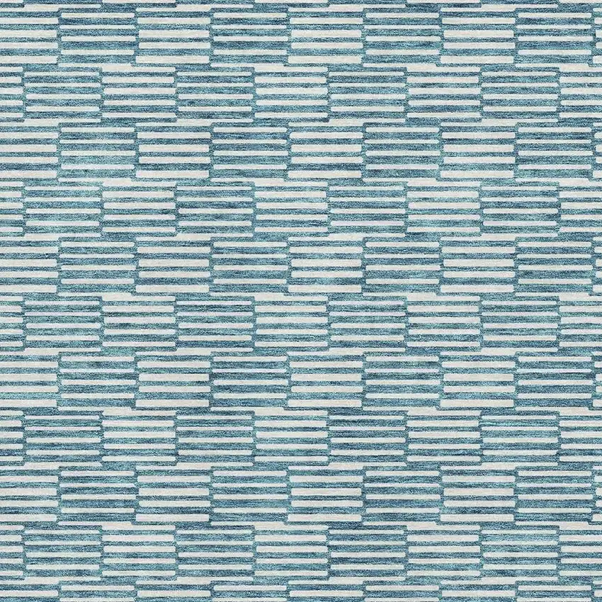 Teal And Beige Abstract Geometric Washable Area Rug With UV Protection Photo 3