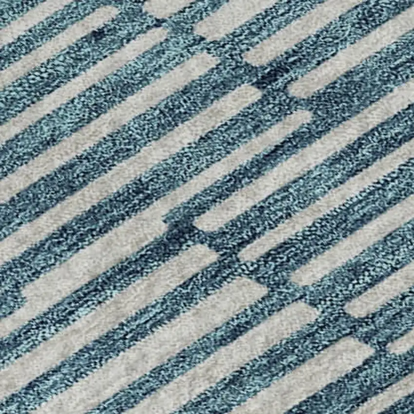 Teal And Beige Abstract Geometric Washable Area Rug With UV Protection Photo 3