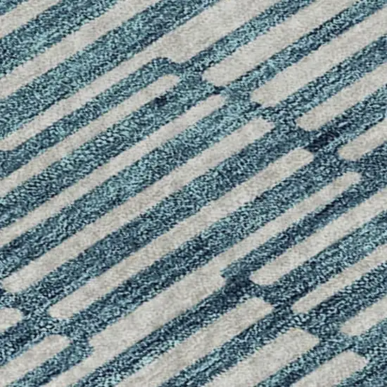 Teal And Beige Abstract Geometric Washable Area Rug With UV Protection Photo 3