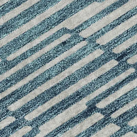 Teal And Beige Abstract Geometric Washable Area Rug With UV Protection Photo 3