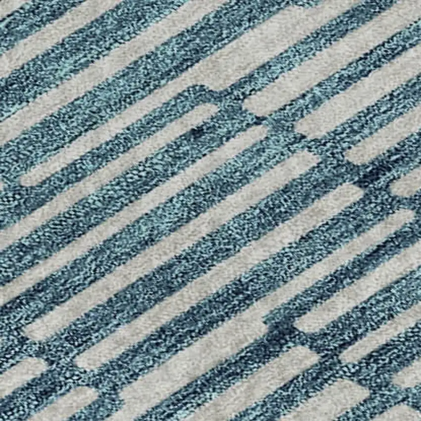 Teal And Beige Abstract Geometric Washable Area Rug With UV Protection Photo 3