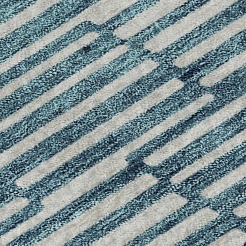 Teal And Beige Abstract Geometric Washable Area Rug With UV Protection Photo 3