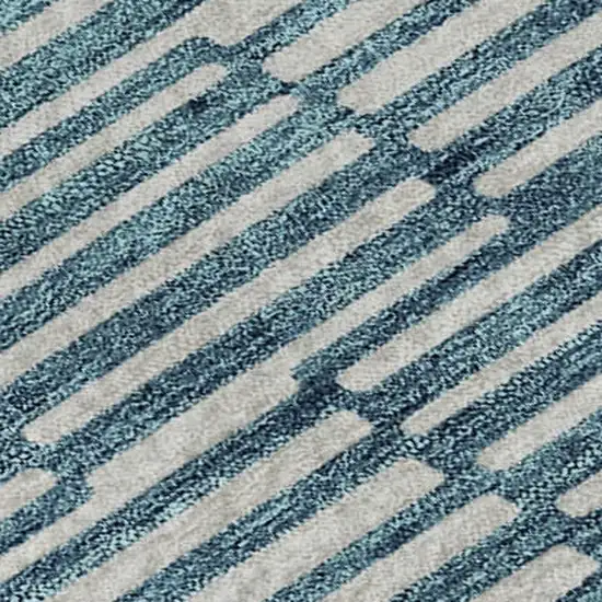 Teal And Beige Abstract Geometric Washable Area Rug With UV Protection Photo 3