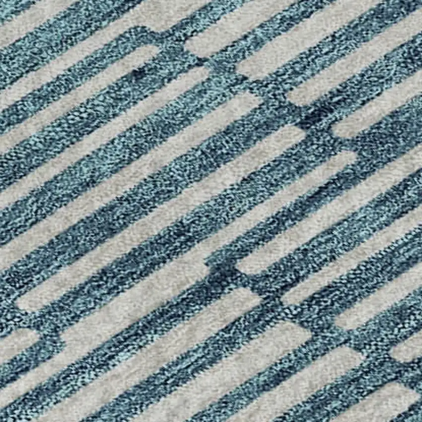 Teal And Beige Abstract Geometric Washable Area Rug With UV Protection Photo 3