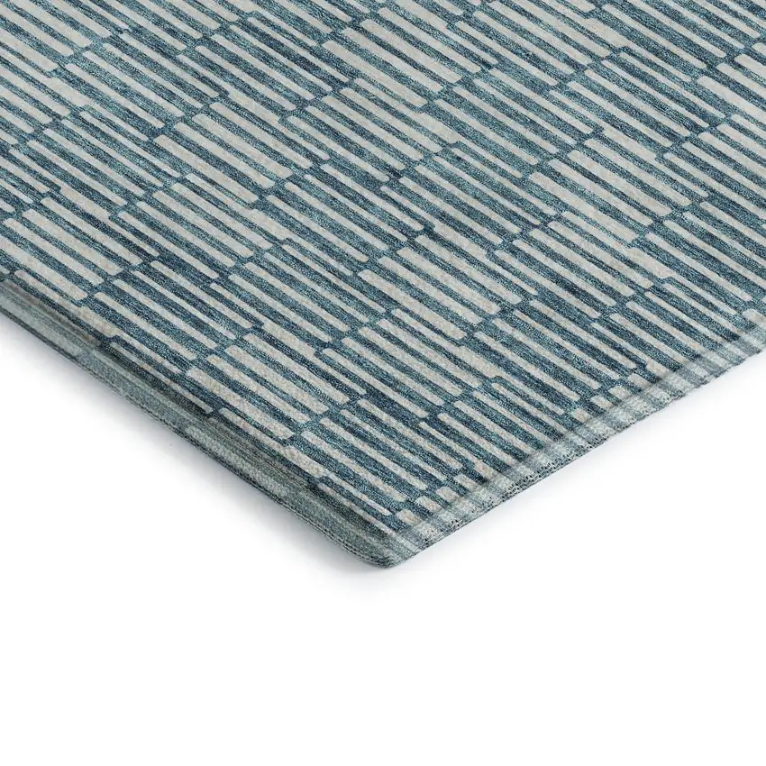 Teal And Beige Abstract Geometric Washable Area Rug With UV Protection Photo 4