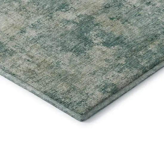 Teal And Beige Abstract Washable Area Rug With UV Protection Photo 7