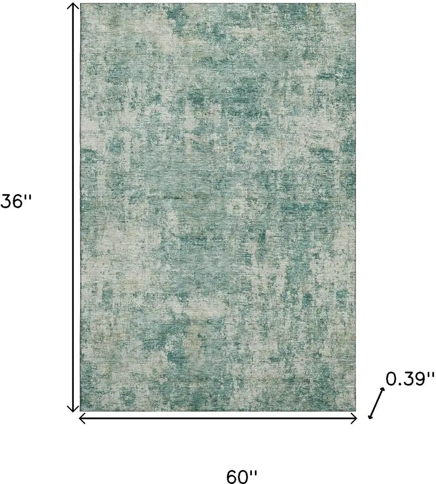 Teal And Beige Abstract Washable Area Rug With UV Protection Photo 9