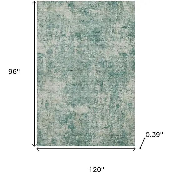 Teal And Beige Abstract Washable Area Rug With UV Protection Photo 9