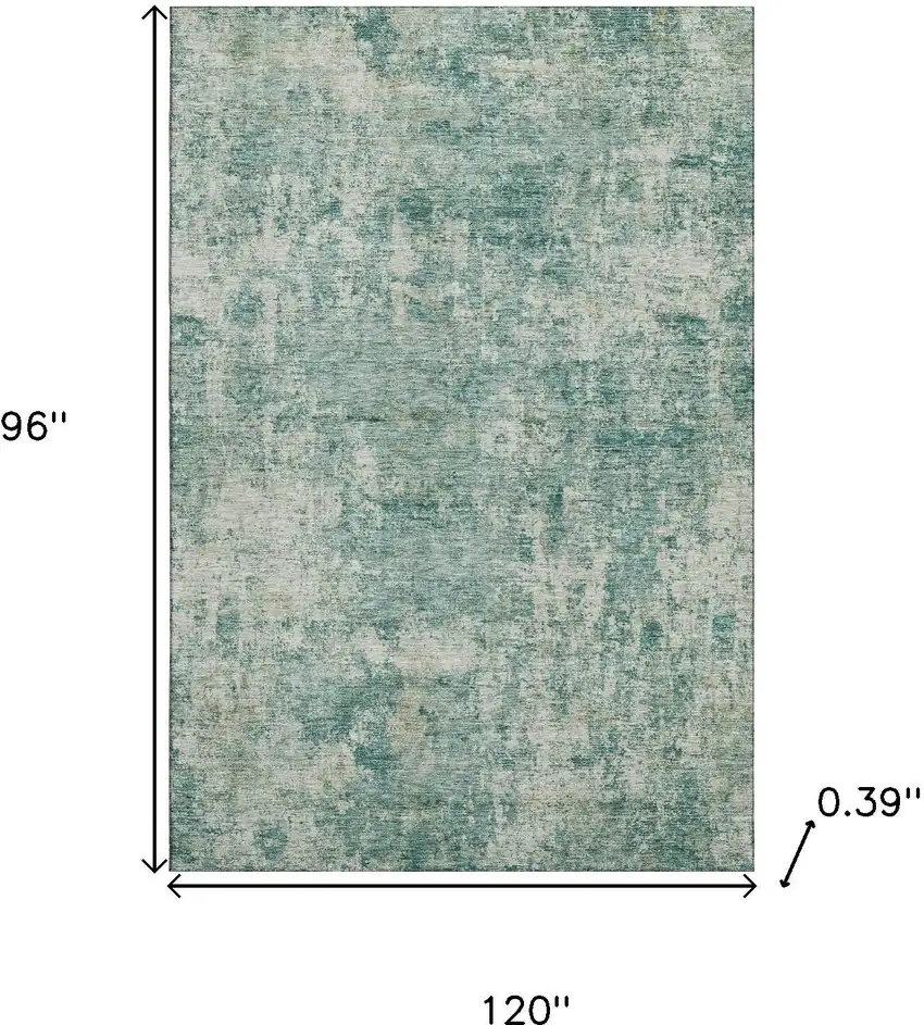 Teal And Beige Abstract Washable Area Rug With UV Protection Photo 9
