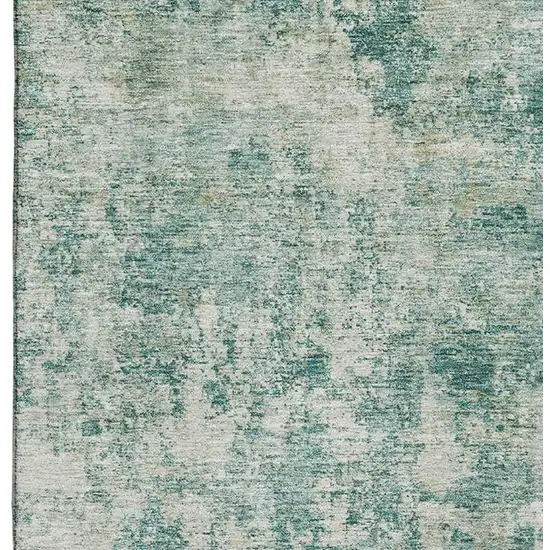 Teal And Beige Abstract Washable Area Rug With UV Protection Photo 4
