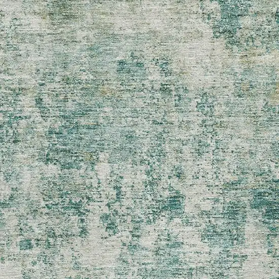 Teal And Beige Abstract Washable Area Rug With UV Protection Photo 3