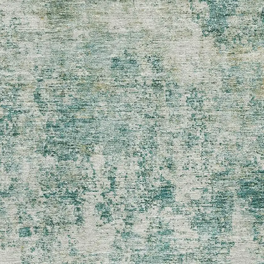 Teal And Beige Abstract Washable Area Rug With UV Protection Photo 3