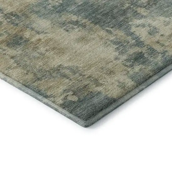 Teal And Beige Abstract Washable Area Rug With UV Protection Photo 7