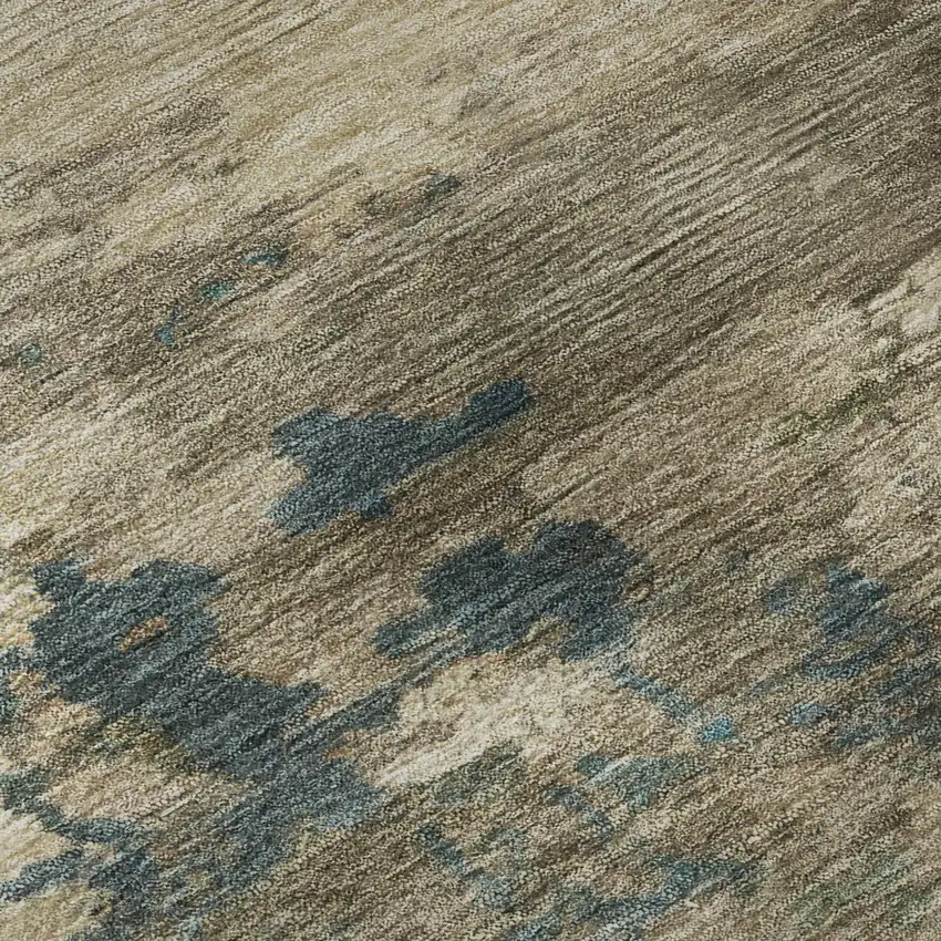 Teal And Beige Abstract Washable Area Rug With UV Protection Photo 8