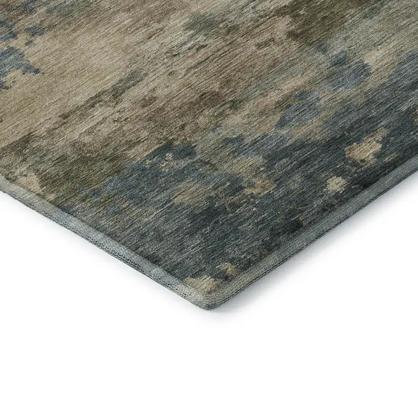 Teal And Beige Abstract Washable Area Rug With UV Protection Photo 7