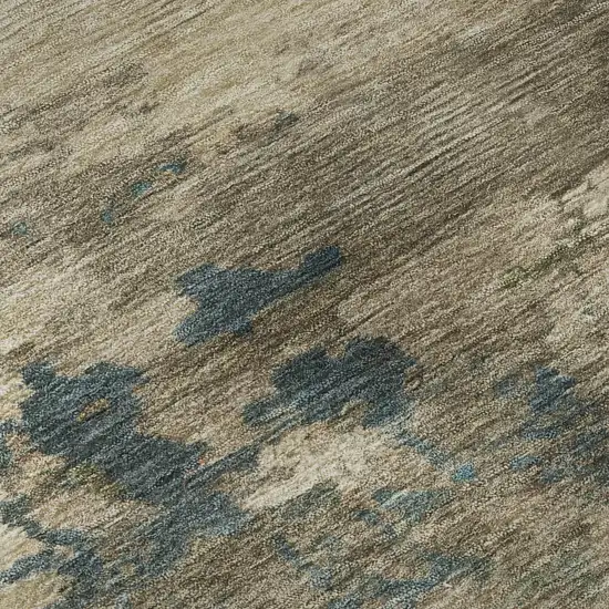Teal And Beige Abstract Washable Area Rug With UV Protection Photo 8