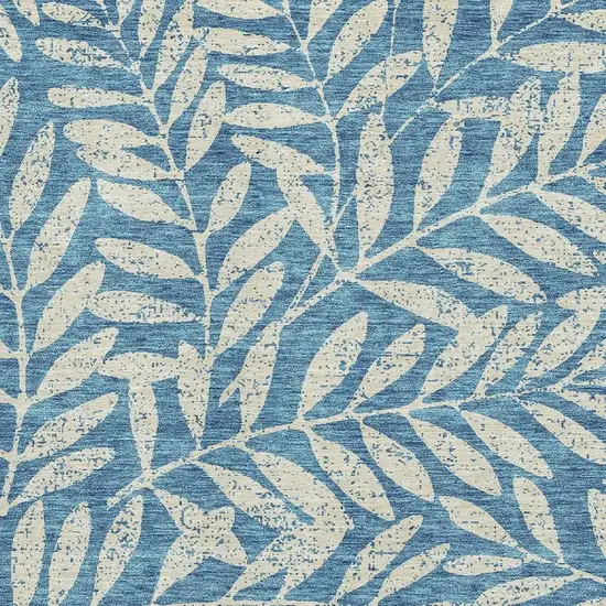 Teal And Beige Floral Washable Area Rug With UV Protection Photo 3