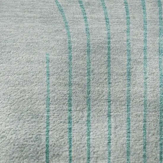 Teal And Beige Geometric Washable Area Rug With UV Protection Photo 3