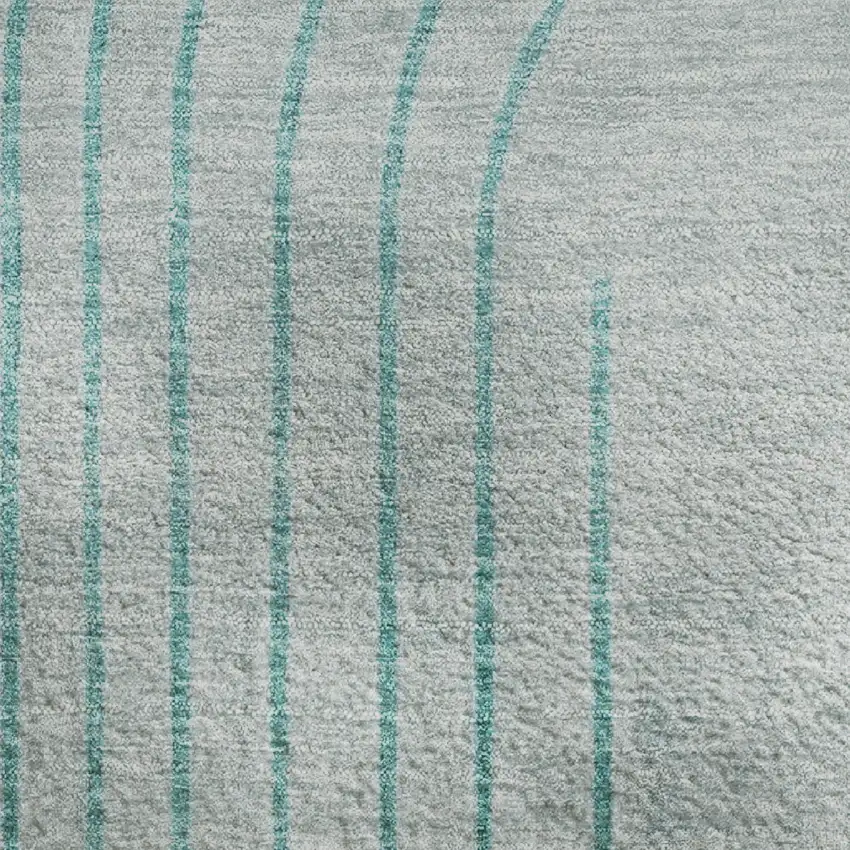 Teal And Beige Geometric Washable Area Rug With UV Protection Photo 4