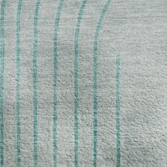 Teal And Beige Geometric Washable Area Rug With UV Protection Photo 4