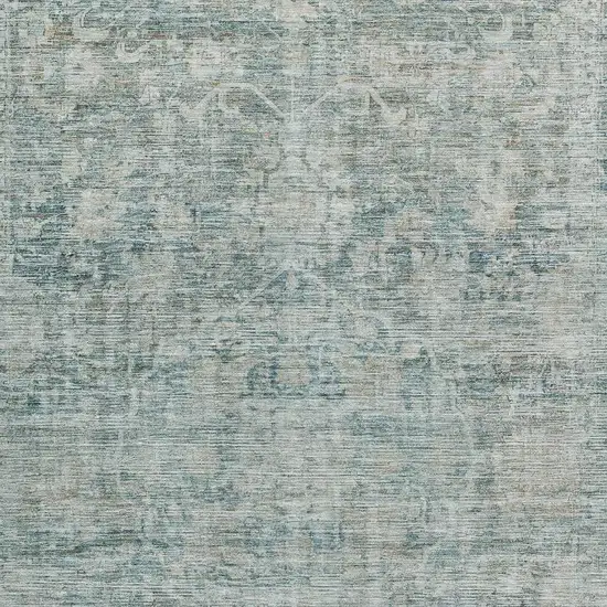 Teal And Beige Oriental Washable Area Rug With UV Protection Photo 2