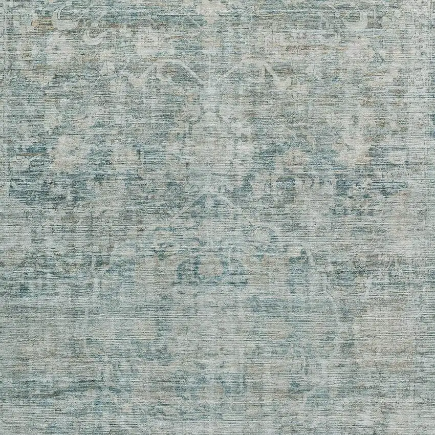 Teal And Beige Oriental Washable Area Rug With UV Protection Photo 2