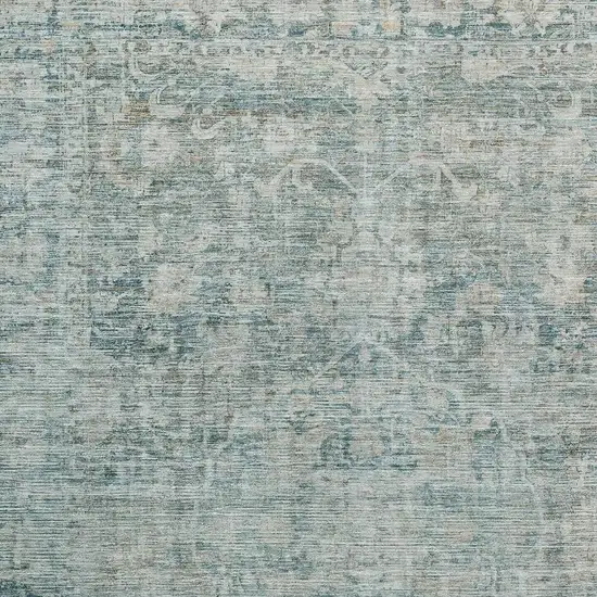 Teal And Beige Oriental Washable Area Rug With UV Protection Photo 2