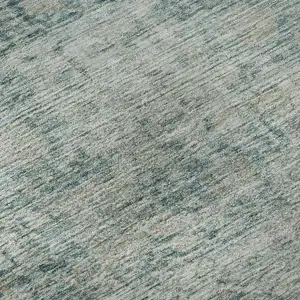 Photo of Teal And Beige Oriental Washable Area Rug With UV Protection