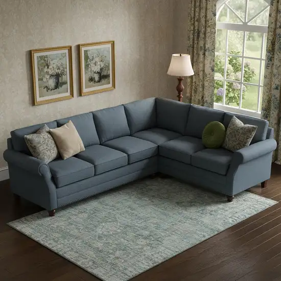 Teal And Beige Oriental Washable Area Rug With UV Protection Photo 2