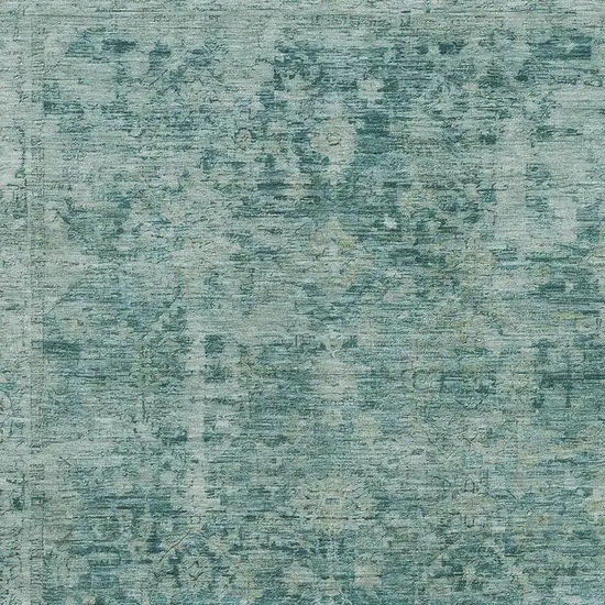Teal And Beige Oriental Washable Area Rug With UV Protection Photo 2