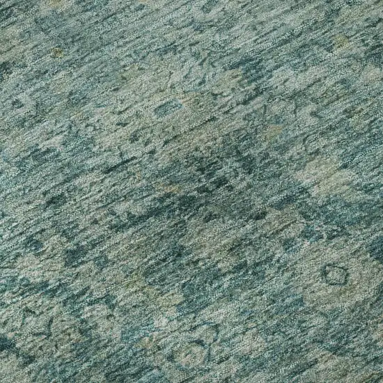 Teal And Beige Oriental Washable Area Rug With UV Protection Photo 9