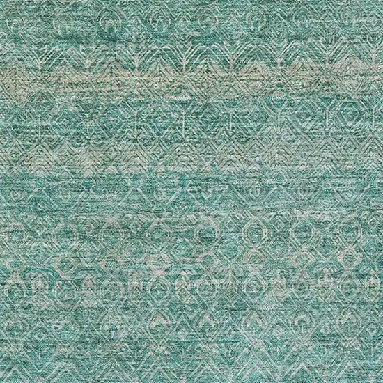 Teal And Beige Striped Washable Area Rug With UV Protection Photo 3