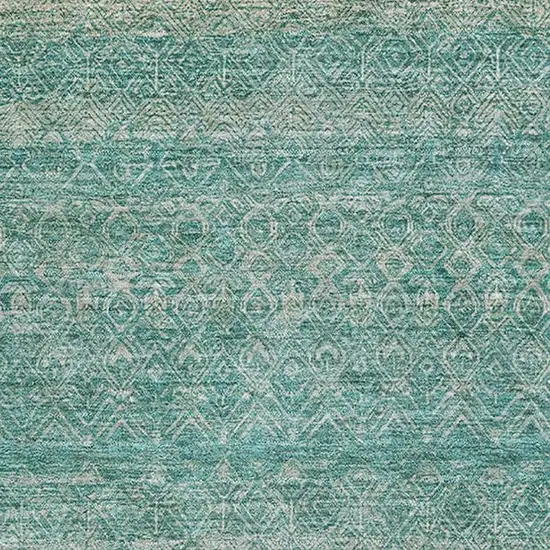 Teal And Beige Striped Washable Area Rug With UV Protection Photo 3