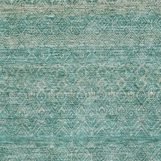 Teal And Beige Striped Washable Area Rug With UV Protection Photo 3