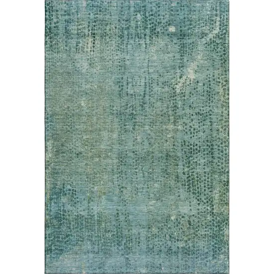 Teal And Blue Abstract Washable Area Rug With UV Protection Photo 3